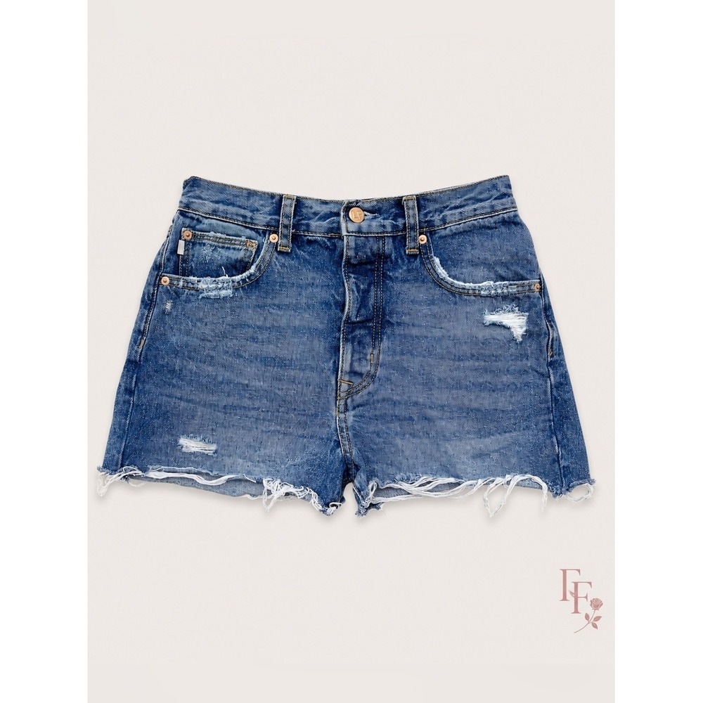 Lovers + Friends Austin High Rise Cut Off Denim Shorts Horizon Wash Size 26